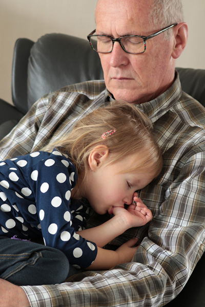 a grandfather with granddaughter